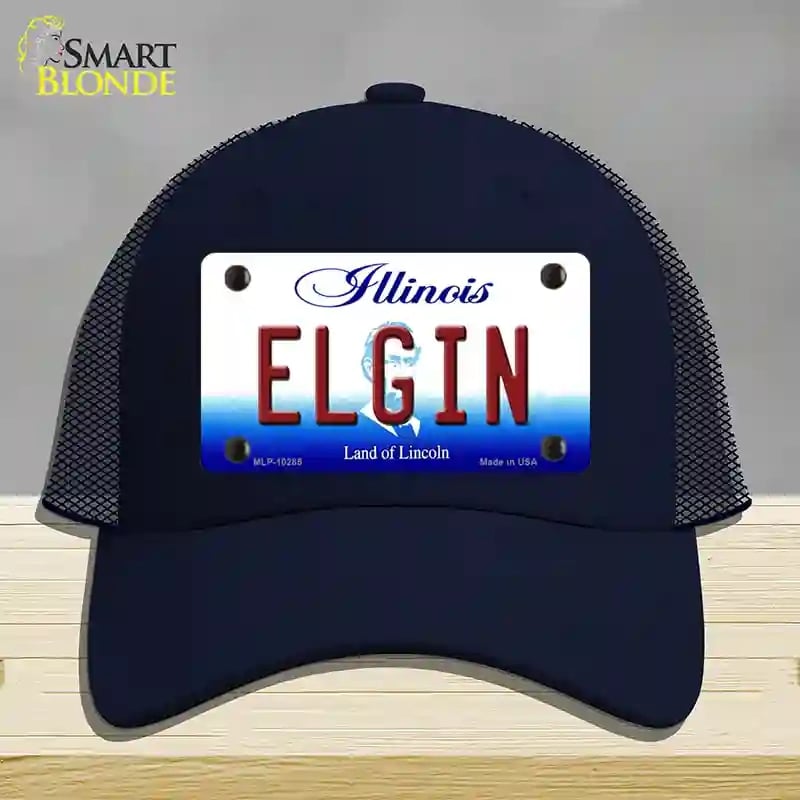 HAT16-MLP-10285 4 x 2.2 in. Elgin Illinois Novelty License Plate Hat, Navy - Mesh