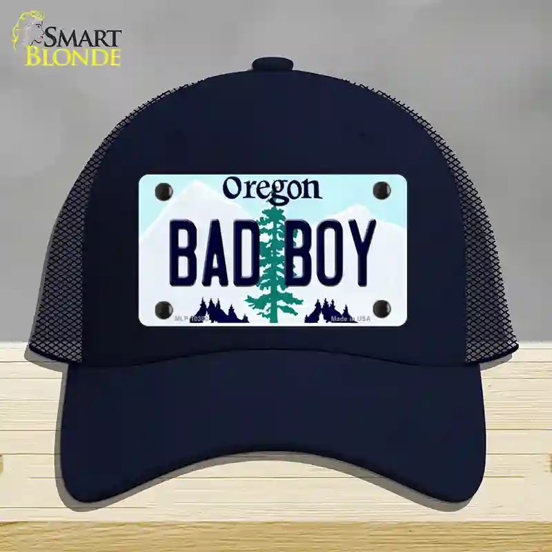HAT16-MLP-10380 4 x 2.2 in. Bad Boy Oregon Novelty License Plate Hat, Navy - Mesh