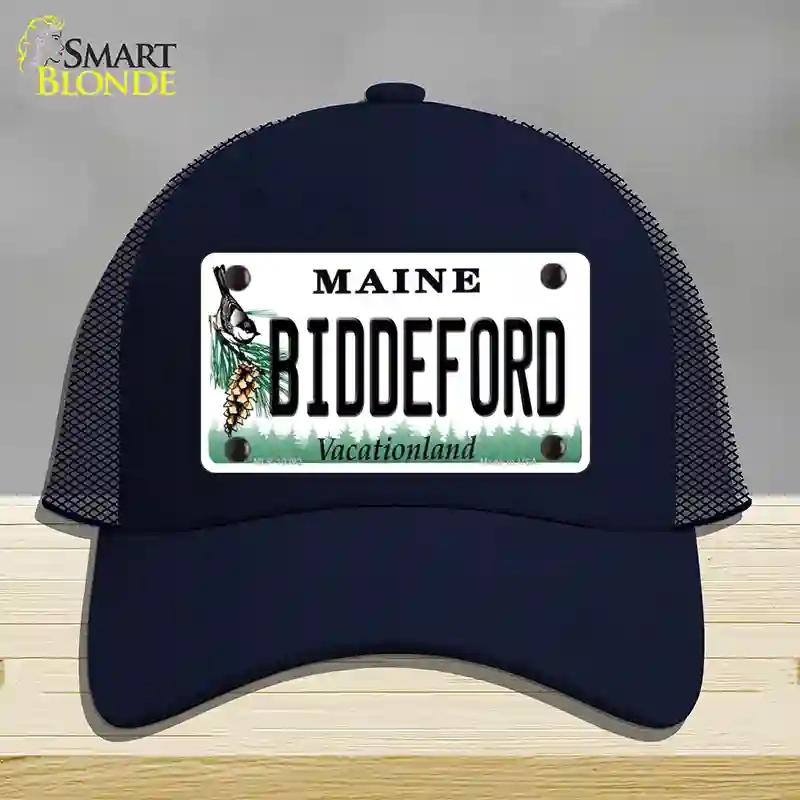 HAT16-MLP-10392 4 x 2.2 in. Biddeford Maine Novelty License Plate Hat, Navy - Mesh