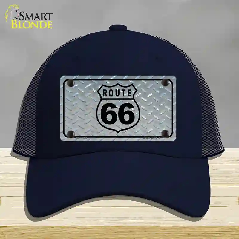HAT16-MLP-104 4 x 2.2 in. Route 66 Shield Diamond Novelty License Plate Hat, Navy - Mesh