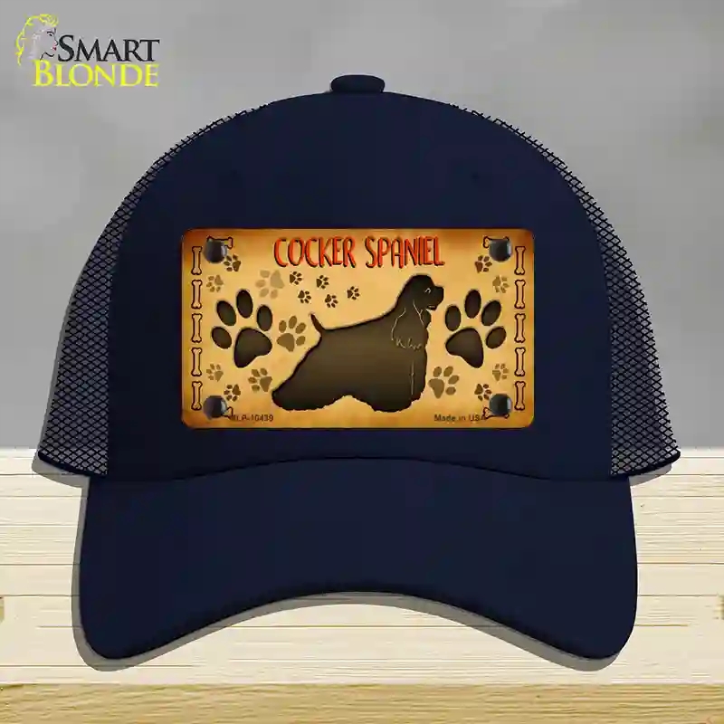 HAT16-MLP-10439 4 x 2.2 in. Cocker Spaniel Novelty License Plate Hat, Navy - Mesh