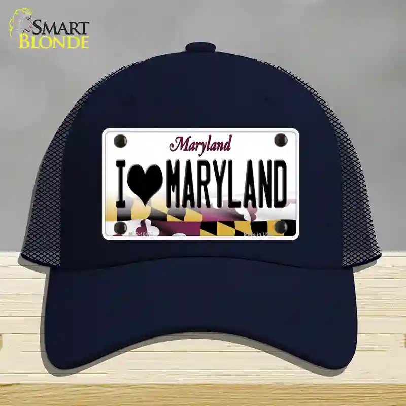 HAT16-MLP-10462 4 x 2.2 in. I Love Maryland Novelty License Plate Hat, Navy - Mesh