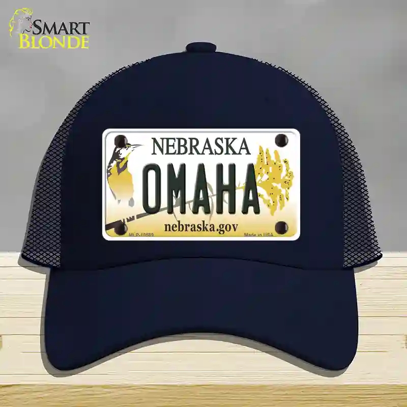 HAT16-MLP-10569 4 x 2.2 in. Omaha Nebraska Novelty License Plate Hat, Navy - Mesh