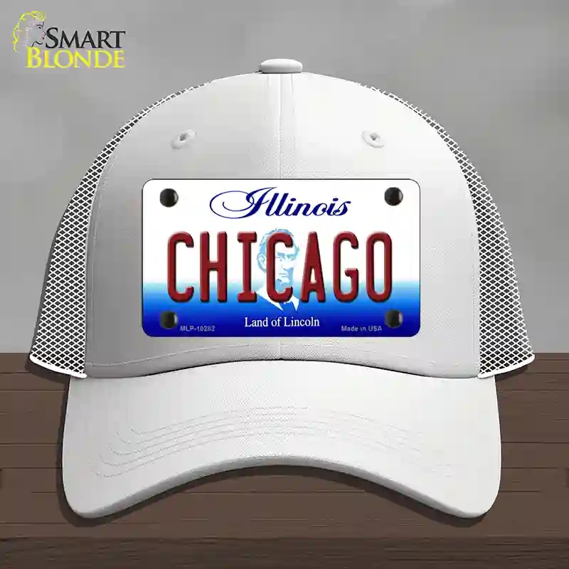 HAT19-MLP-10282 4 x 2.2 in. Chicago Illinois Novelty License Plate Hat, White - Mesh