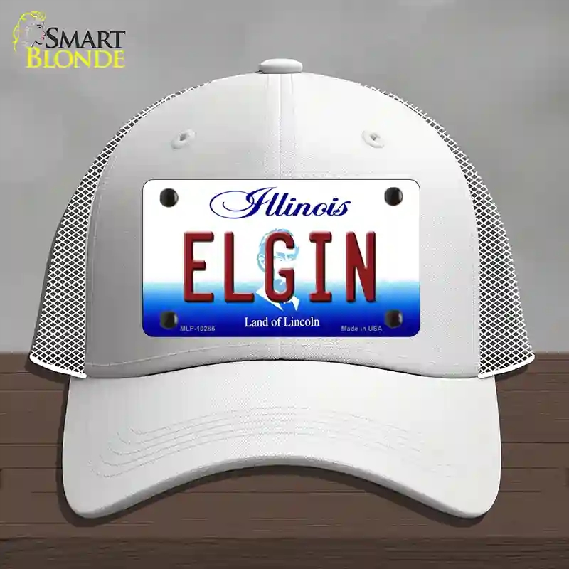 HAT19-MLP-10285 4 x 2.2 in. Elgin Illinois Novelty License Plate Hat, White - Mesh