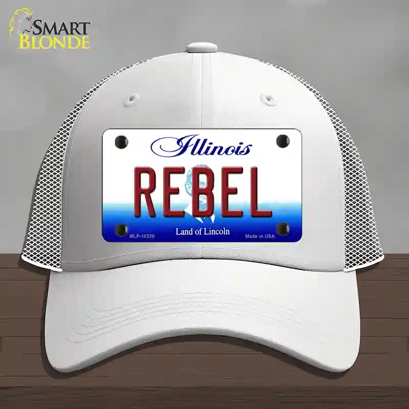 HAT19-MLP-10320 4 x 2.2 in. Rebel Illinois Novelty License Plate Hat, White - Mesh