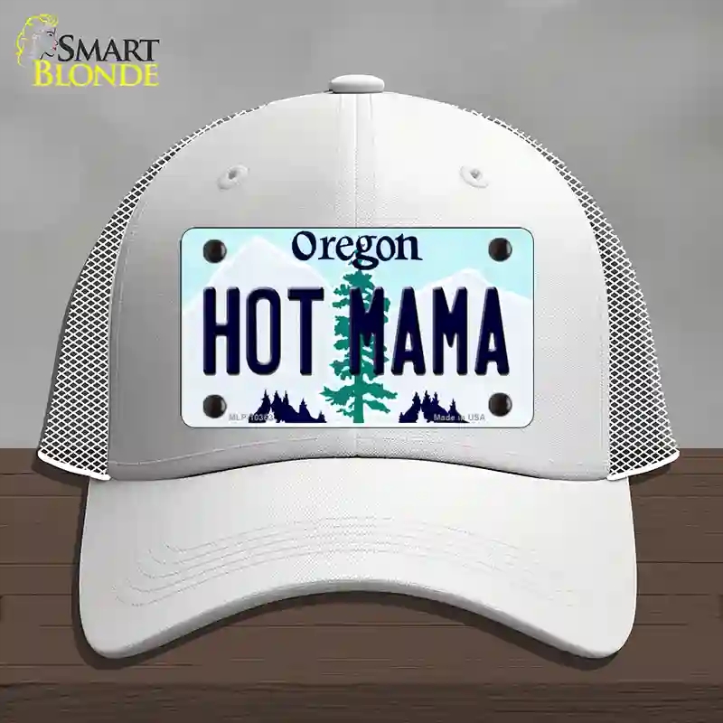 HAT19-MLP-10363 4 x 2.2 in. Hot Mama Oregon Novelty License Plate Hat, White - Mesh