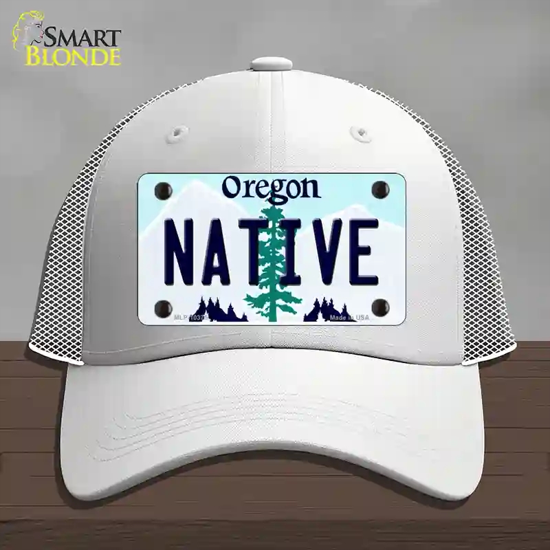 HAT19-MLP-10375 4 x 2.2 in. Native Oregon Novelty License Plate Hat, White - Mesh