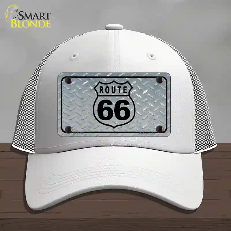HAT19-MLP-104 4 x 2.2 in. Route 66 Shield Diamond Novelty License Plate Hat, White - Mesh