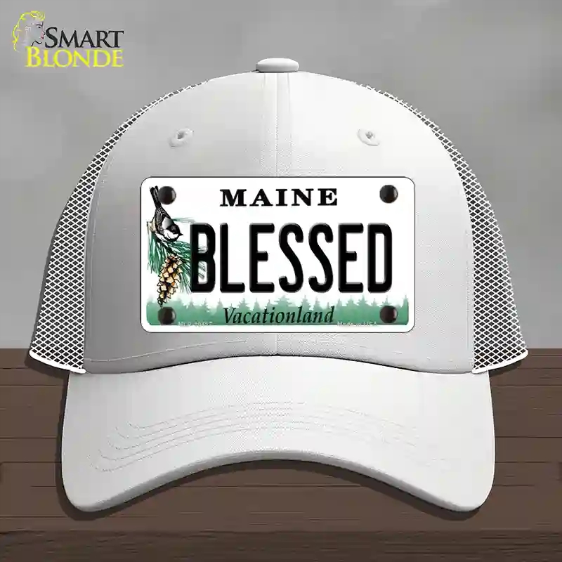 HAT19-MLP-10417 4 x 2.2 in. Blessed Maine Novelty License Plate Hat, White - Mesh