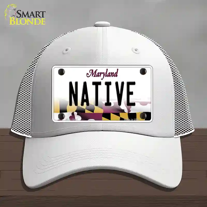 HAT19-MLP-10497 4 x 2.2 in. Native Maryland Novelty License Plate Hat, White - Mesh