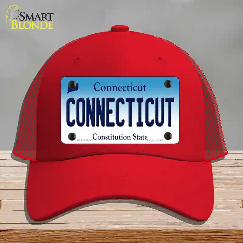 HAT17-MLP-10888 4 x 2.2 in. Connecticut State Novelty License Plate Hat, Red - Mesh