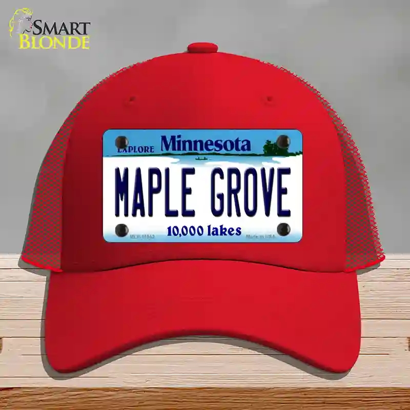 HAT17-MLP-11042 4 x 2.2 in. Maple Grove Minnesota State Novelty License Plate Hat, Red - Mesh