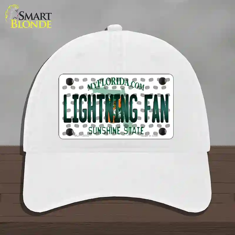 HAT14-MLP-10830 4 x 2.2 in. Lightning Fan Florida Novelty License Plate Hat, White - Unconstructed Cotton