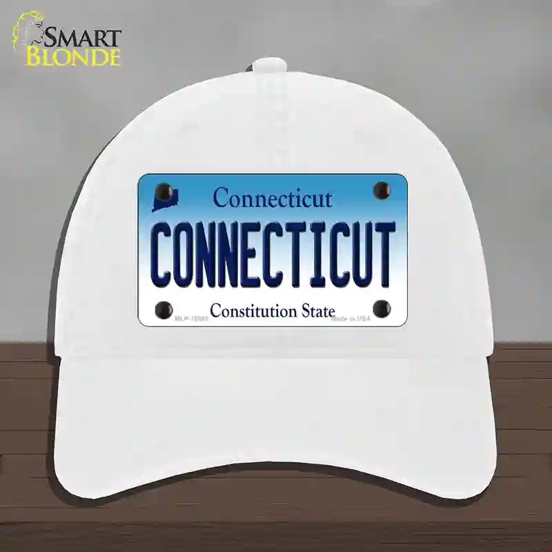 HAT14-MLP-10888 4 x 2.2 in. Connecticut State Novelty License Plate Hat, White - Unconstructed Cotton