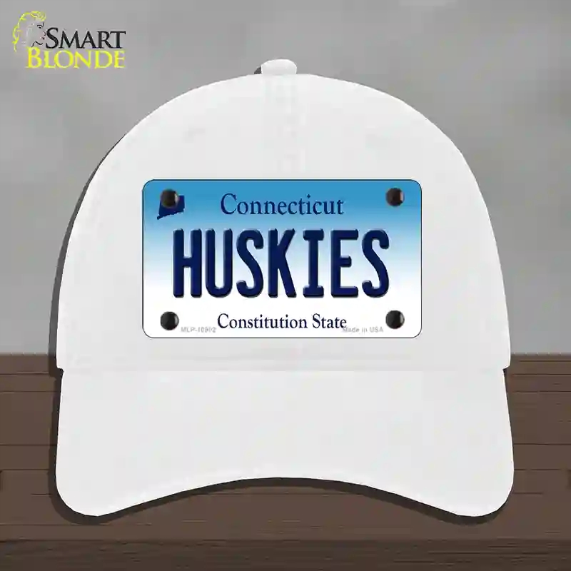 HAT14-MLP-10902 4 x 2.2 in. Huskies Connecticut Novelty License Plate Hat, White - Unconstructed Cotton