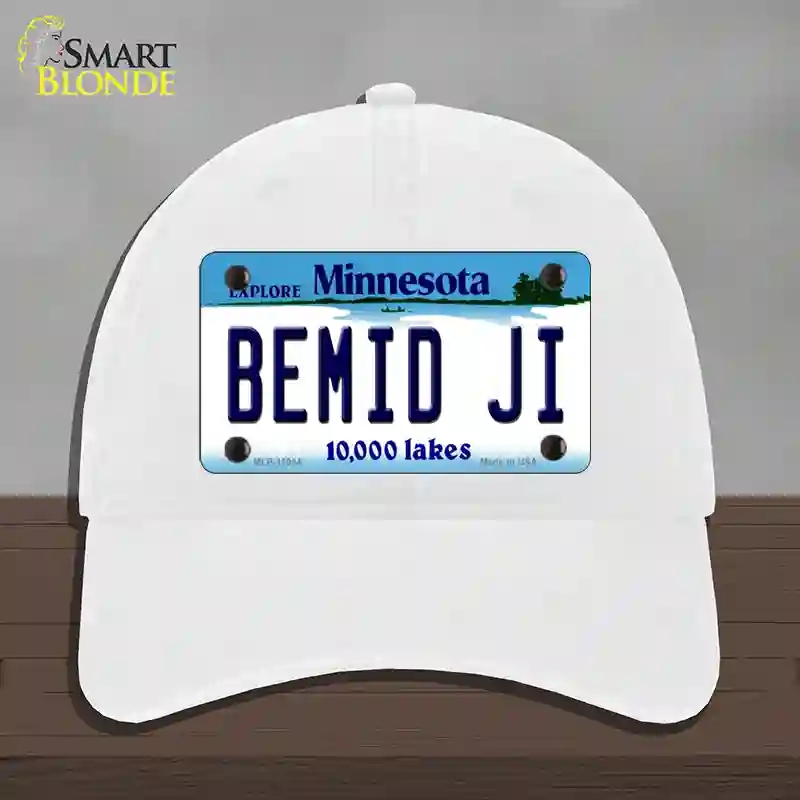 HAT14-MLP-11044 4 x 2.2 in. Bemid Ji Minnesota State Novelty License Plate Hat, White - Unconstructed Cotton