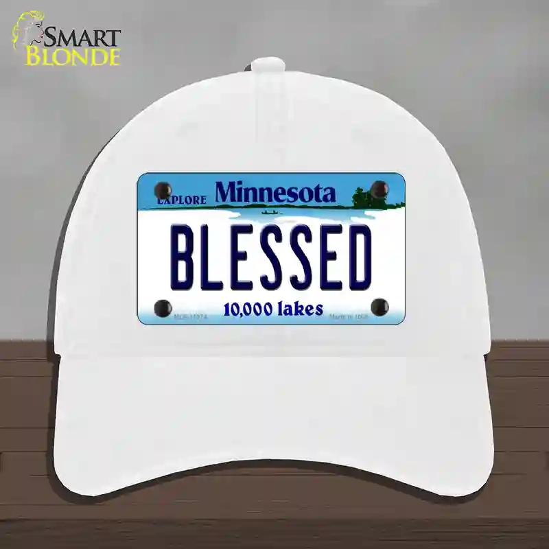 HAT14-MLP-11074 4 x 2.2 in. Blessed Minnesota State Novelty License Plate Hat, White - Unconstructed Cotton