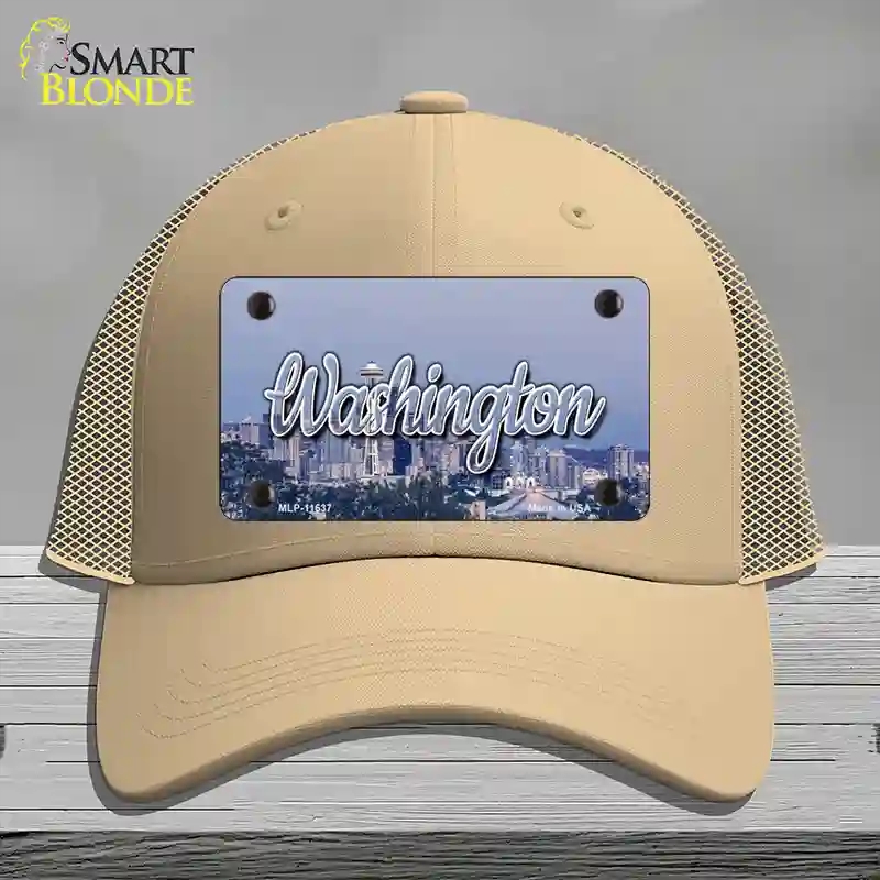 HAT15-MLP-11637 4 x 2.2 in. Washington Space Needle State Novelty License Plate Hat, Khaki - Mesh