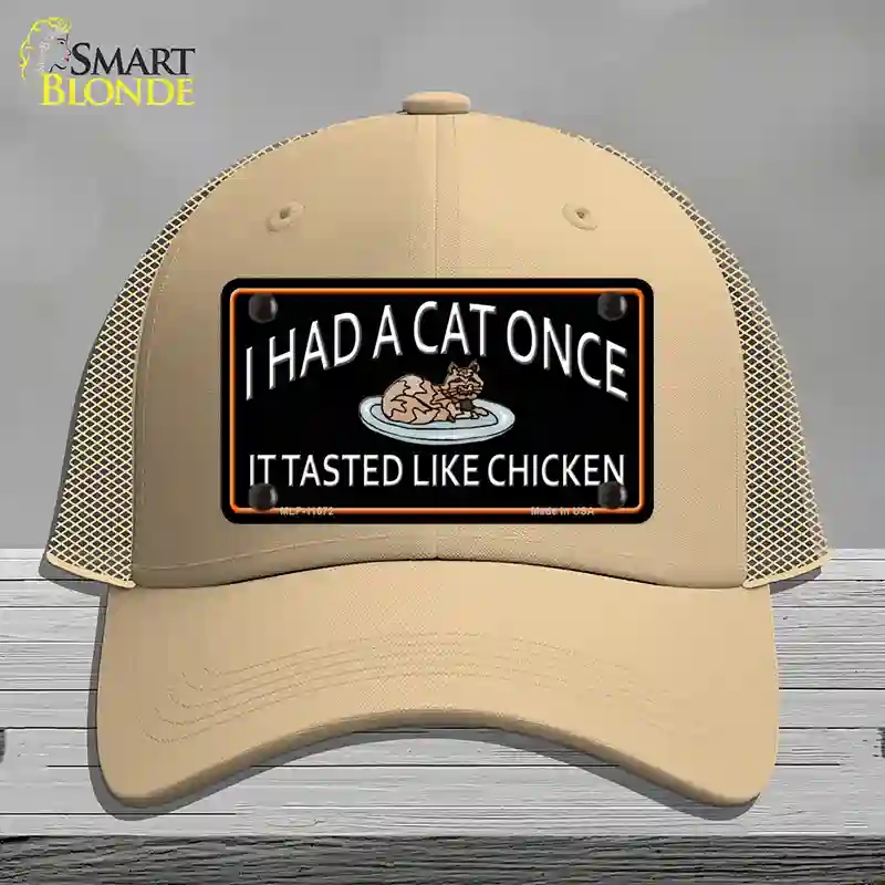 HAT15-MLP-11672 4 x 2.2 in. I Had A Cat Once Novelty License Plate Hat, Khaki - Mesh