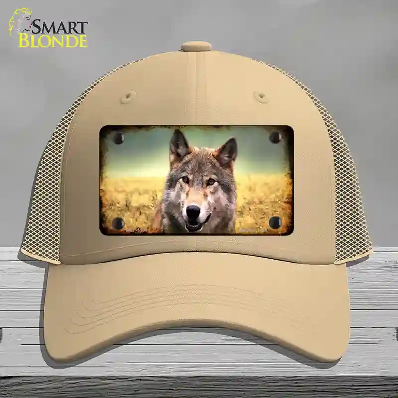 HAT15-MLP-1189 4 x 2.2 in. Wolf Novelty License Plate Hat, Khaki - Mesh