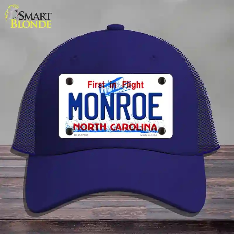 HAT18-MLP-12103 4 x 2.2 in. Monroe North Carolina State Novelty License Plate Hat, Royal Blue - Mesh