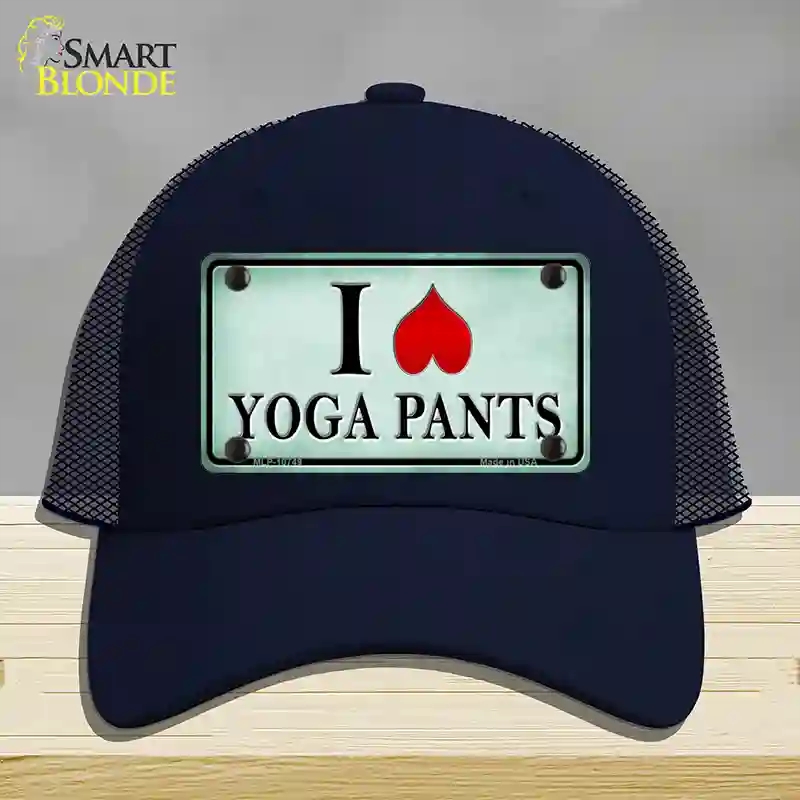 HAT16-MLP-10749 4 x 2.2 in. I Love Yoga Pants Novelty License Plate Hat, Navy - Mesh