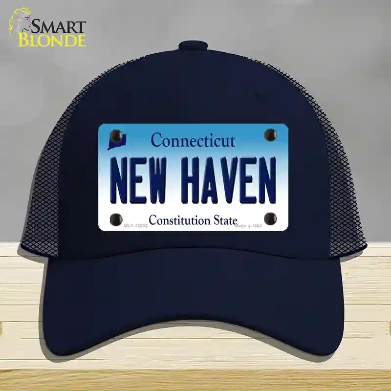 HAT16-MLP-10892 4 x 2.2 in. Haven Connecticut Novelty License Plate Hat, Navy - Mesh