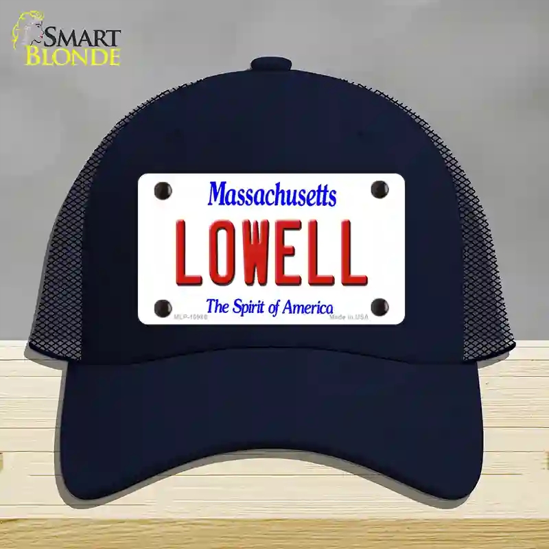 HAT16-MLP-10986 4 x 2.2 in. Lowell Massachusetts Novelty License Plate Hat, Navy - Mesh