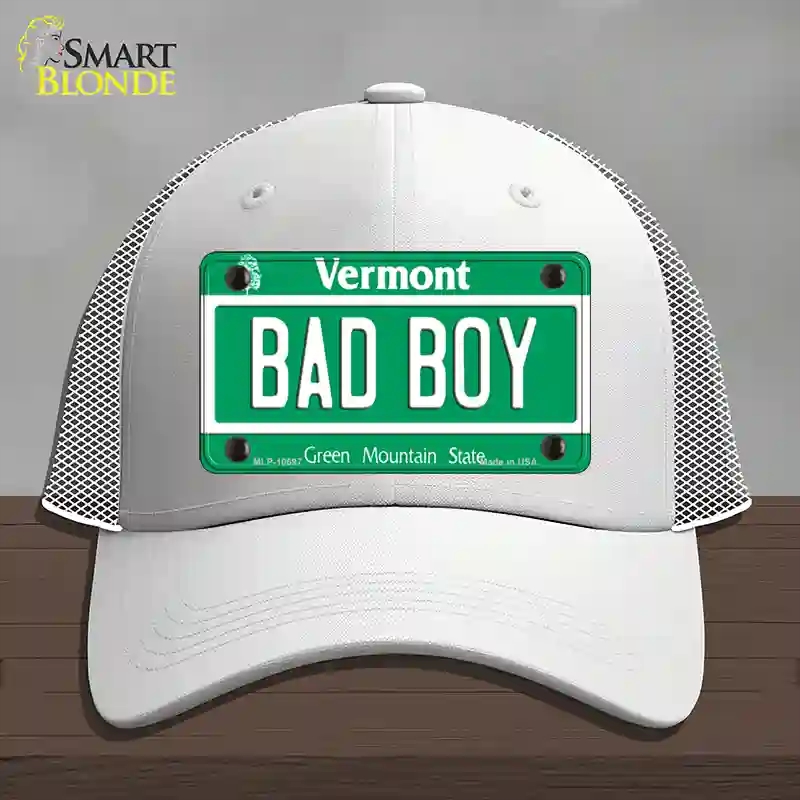 HAT19-MLP-10697 4 x 2.2 in. Bad Boy Vermont Novelty License Plate Hat, White - Mesh