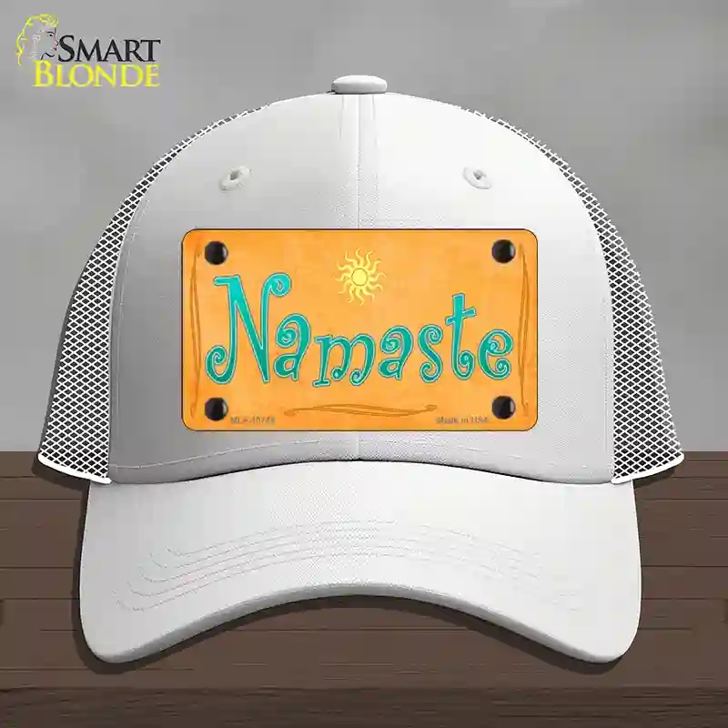 HAT19-MLP-10744 4 x 2.2 in. Namaste Novelty License Plate Hat, White - Mesh