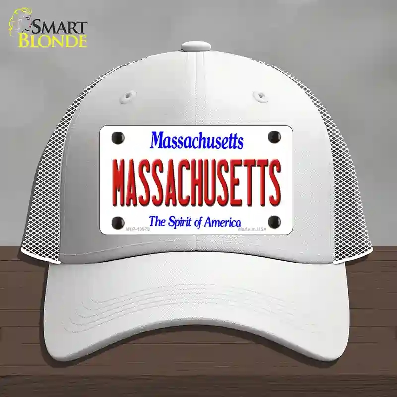HAT19-MLP-10978 4 x 2.2 in. Massachusetts State Novelty License Plate Hat, White - Mesh