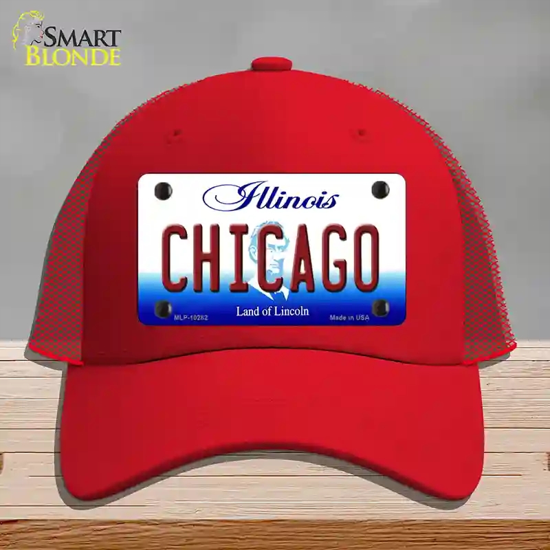 HAT17-MLP-10282 4 x 2.2 in. Chicago Illinois Novelty License Plate Hat, Red - Mesh