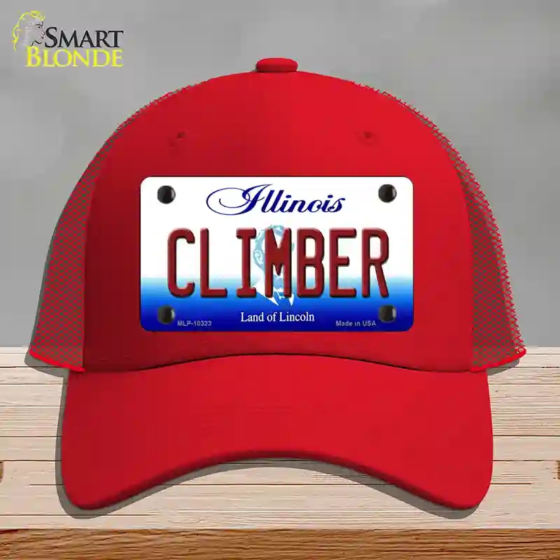 HAT17-MLP-10323 4 x 2.2 in. Climber Illinois Novelty License Plate Hat, Red - Mesh