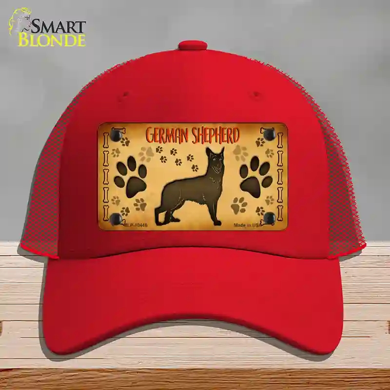 HAT17-MLP-10446 4 x 2.2 in. German Shepherd Novelty License Plate Hat, Red - Mesh
