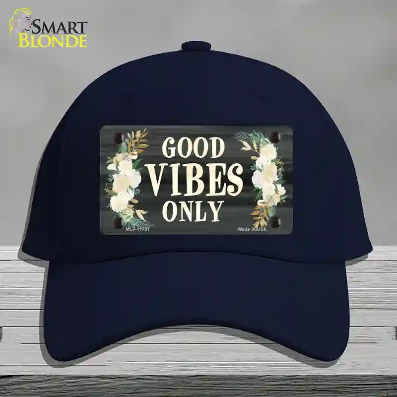 HAT20-MLP-11791 4 x 2.2 in. Good Vibes Only Novelty License Plate Hat, Navy - Cotton