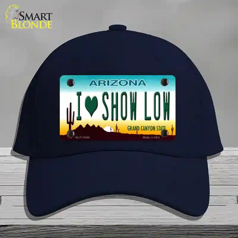 HAT20-MLP-11804 4 x 2.2 in. I Love Show Low Arizona Novelty License Plate Hat, Navy - Cotton