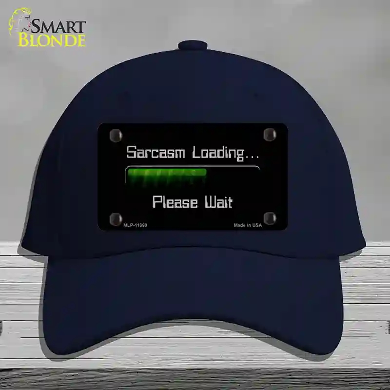 HAT20-MLP-11890 4 x 2.2 in. Sarcasm Loading Novelty License Plate Hat, Navy - Cotton