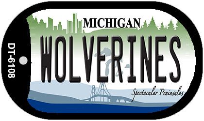 DT-6108 1 x 2 in. Wolverines Michigan Novelty Metal Dog Tag Necklace -  Smart Blonde