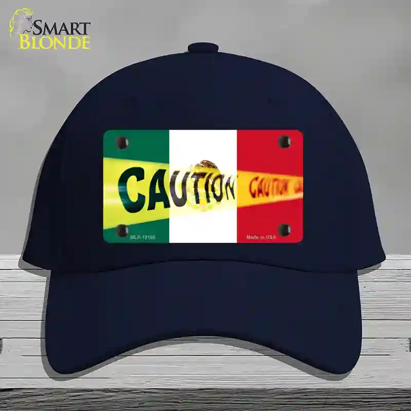HAT20-MLP-12188 4 x 2.2 in. Caution Mexico Flag Novelty License Plate Hat, Navy - Cotton