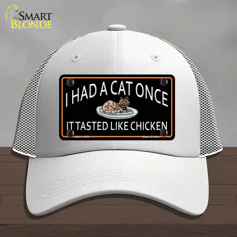 HAT19-MLP-11672 4 x 2.2 in. I Had A Cat Once Novelty License Plate Hat, White - Mesh