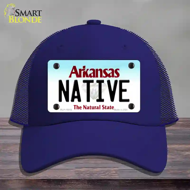 HAT18-MLP-10055 4 x 2.2 in. Native Arkansas Novelty License Plate Hat, Royal Blue - Mesh