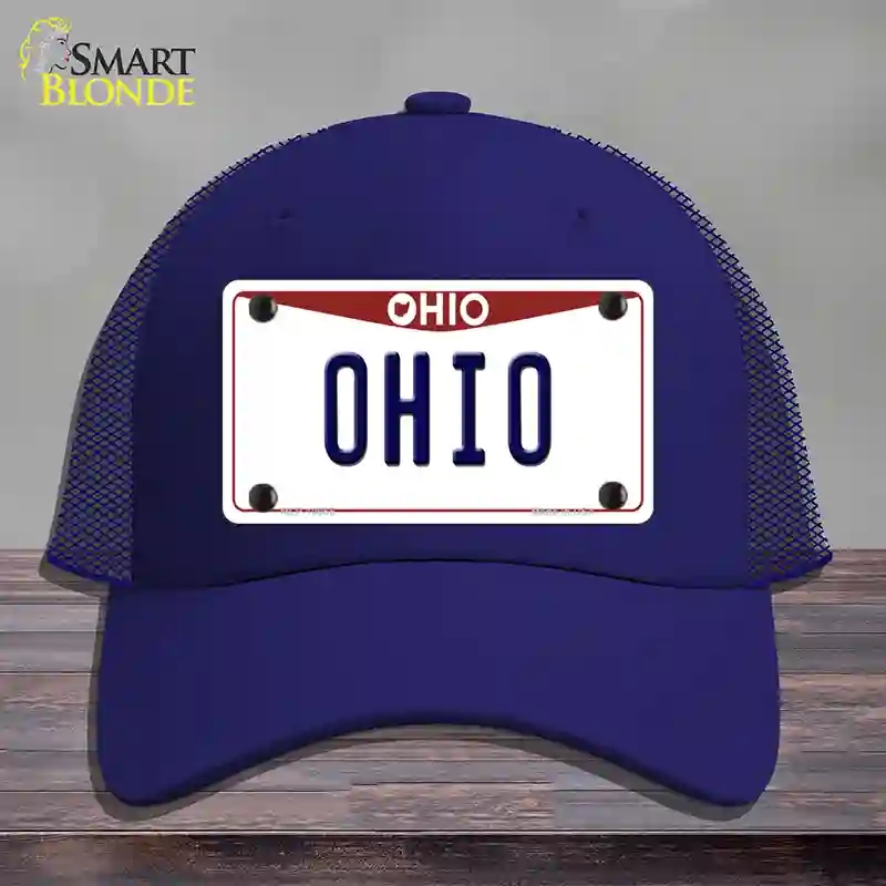 HAT18-MLP-10065 4 x 2.2 in. Ohio Maroon Novelty License Plate Hat, Royal Blue - Mesh