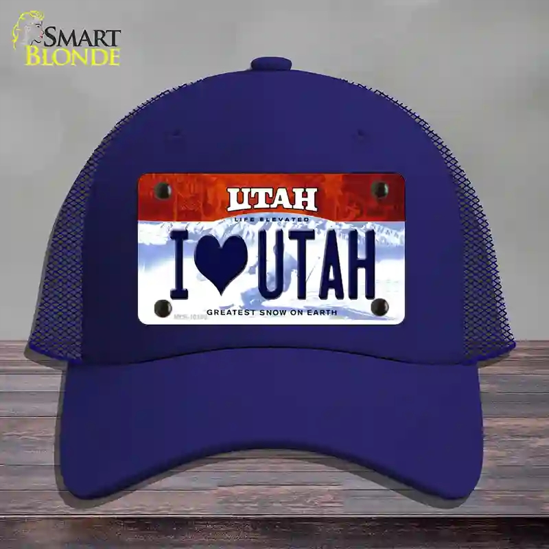 HAT18-MLP-10196 4 x 2.2 in. I Love Utah Novelty License Plate Hat, Royal Blue - Mesh