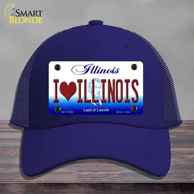 HAT18-MLP-10280 4 x 2.2 in. I Love Illinois Novelty License Plate Hat, Royal Blue - Mesh