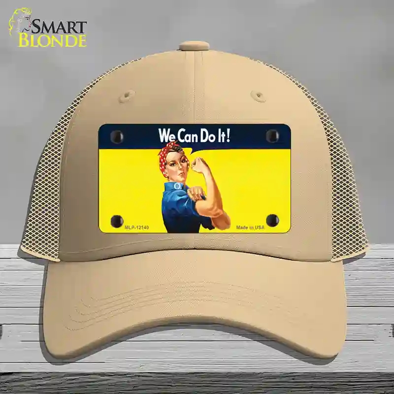 HAT15-MLP-12140 4 x 2.2 in. We Can Do It Novelty License Plate Hat, Khaki - Mesh