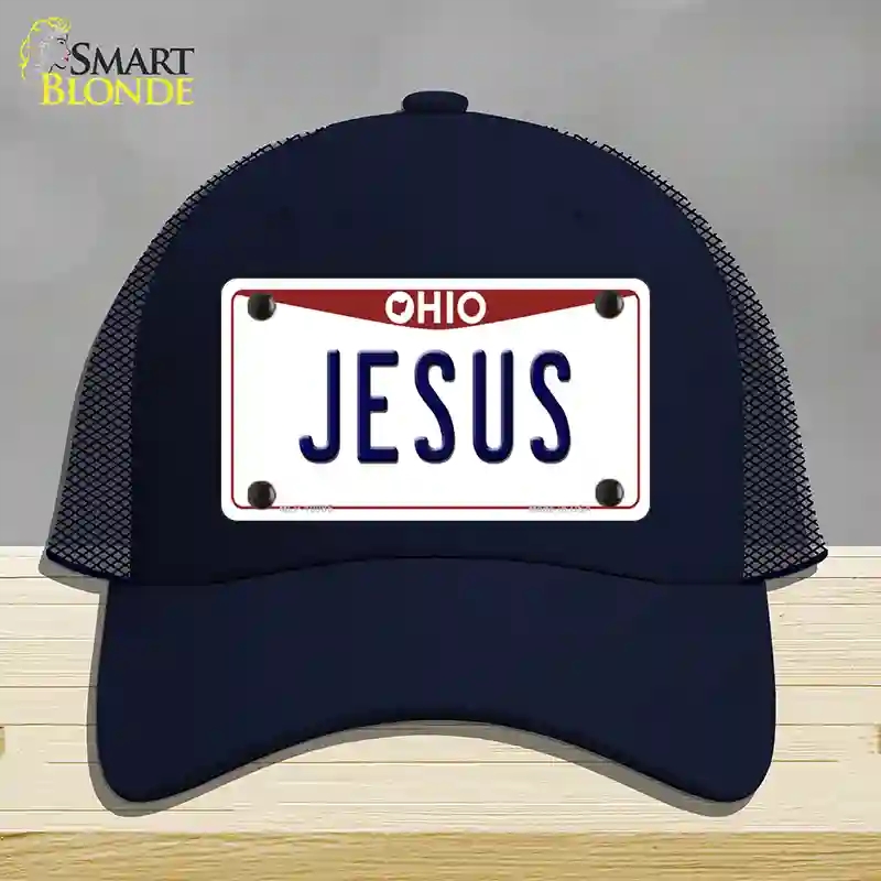 HAT16-MLP-10085 4 x 2.2 in. Jesus Ohio Novelty License Plate Hat, Navy - Mesh