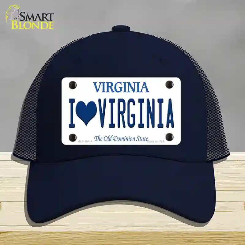 HAT16-MLP-10114 4 x 2.2 in. I Love Virginia Novelty License Plate Hat, Navy - Mesh