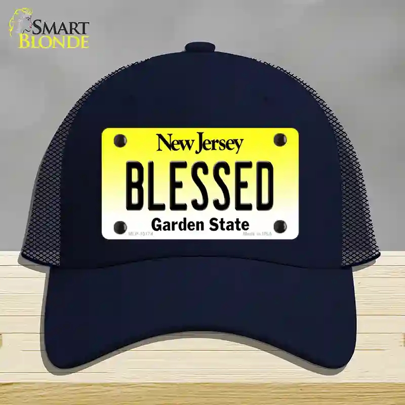 HAT16-MLP-10174 4 x 2.2 in. Blessed Jersey Novelty License Plate Hat, Navy - Mesh