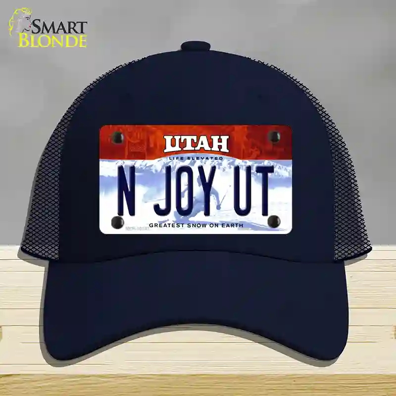 HAT16-MLP-10197 4 x 2.2 in. N Joy UT Utah Novelty License Plate Hat, Navy - Mesh